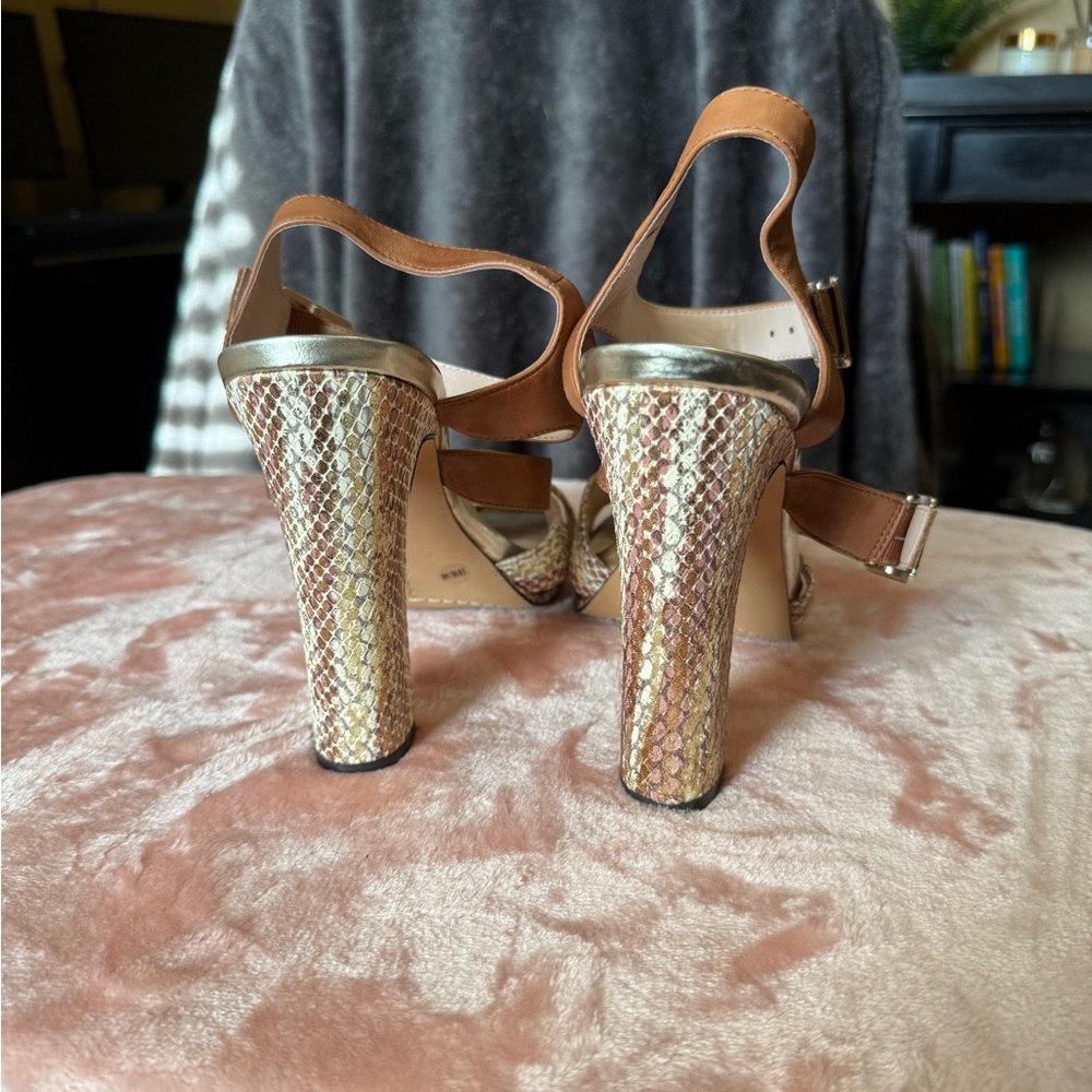 ANTONIO MELANI Brown and Gold Stiletto Heels